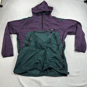 Vintage Sierra Designs Anorak Jacket Mens M Purple Teal Hooded Pullover 90s